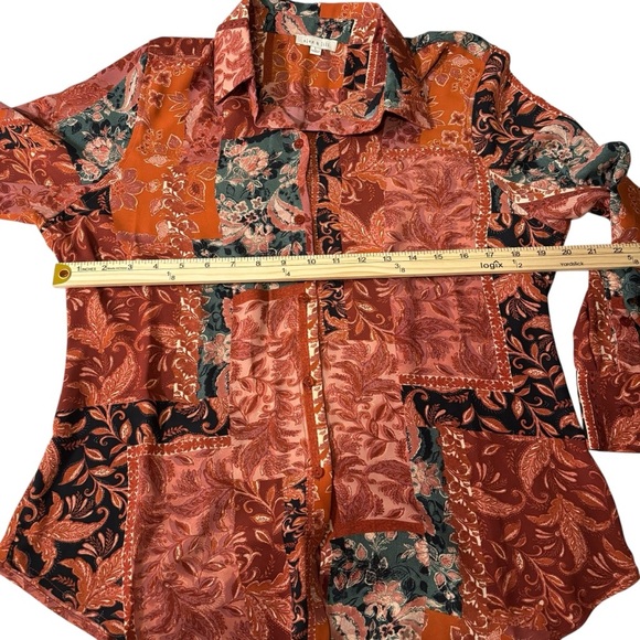 Alex & Lili Floral Patchwork Button Down Blouse Long Sleeve Career Office Large - Picture 13 of 15